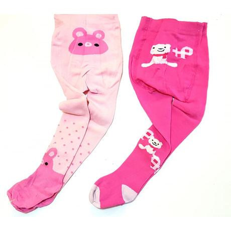 Bébi harisnyanadrág - 2 pár/csomag - rózsaszín, pink, lila - vegyes mintákkal Bébi harisnyanadrág - 2 pár/csomag - rózsaszín, pink, lila - vegyes mintákkal